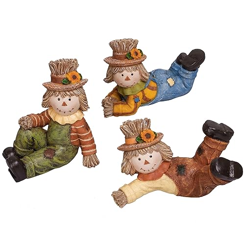 Valery Madelyn Autumn Decorations, Lovely Set of 3 Scarecrows Ornaments with Waterproof Resin Autumn Home Decor, Scarecrows Gifts for Women, Fall Decorations for Living Room, Bedroom, Garden 7.2CM