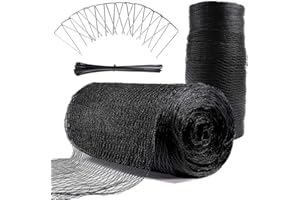 KLEWEE 15' x 20' Pond Netting, Extra Strong Woven Mesh Pond Cover Nets for Koi Ponds Leaves to Protect Koi Fish from Blue Heron Birds, Cats & Predators with 14 U-Shaped Stakes, Black