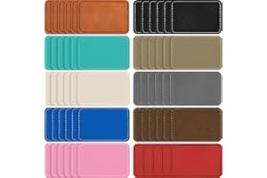 Dunzy 60 Pcs Blank Leatherette Hat Patch with Adhesive Rectangle Leather Hat Patches Rustic Faux Iron on for Fabric Repair Custom Sewing Laser Engraving DIY Crafts(Multicolor,3 x 2 Inch)