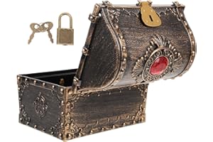 VICASKY Vintage Pirate Treasure Chest Box with Lock for Boys and Girls Large Antique Storage for Toys and Jewels Creative Dec