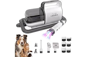 LABEKA 6-in-1 Pet Grooming Kit with Vacuum Brush | Low Noise Deshedding Tool, Dog Hair Clippers & Scissors | Shedding Control for Dogs Cats Clean up