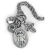 St. Espedito Keychain, Necklace or Clip, St. Expeditus, St. Expedite, Patron Saint of Fast Solutions, Emergency Problem Solving, Crystal Pendant and Initial Charm