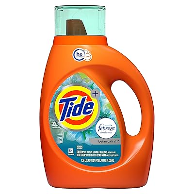 Tide plus Febreze Freshness Botanical Rain HE Turbo Clean Liquid Laundry Detergent, 46 oz, 29 loads&nbsp;(Packaging May Vary)