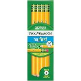 Ticonderoga My First Wood-Cased Pencils, Pre-Sharpened | #2 HB, Yellow, 12 Count, Easy To Hold, For Small Hands