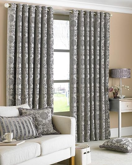 Riva Paoletti Hanover Silver Eyelet Curtains 90 X 90 229 X 229