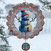 3D Snowman Wind Spinners for Yard and Garden Christmas Decor 12 Inch Outdoor Metal Stainless Steel Wind Spinner Unique Gift Xmas Wind Sculptures