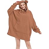 RISISSIDA Wearable Blanket for Adult Women and Men,Sherpa Hoodie with Giant Front Pocket for Indoor/Outdoor,One Size Fits All