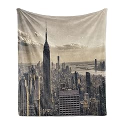 Ambesonne New York Throw Blanket, Aerial View of
