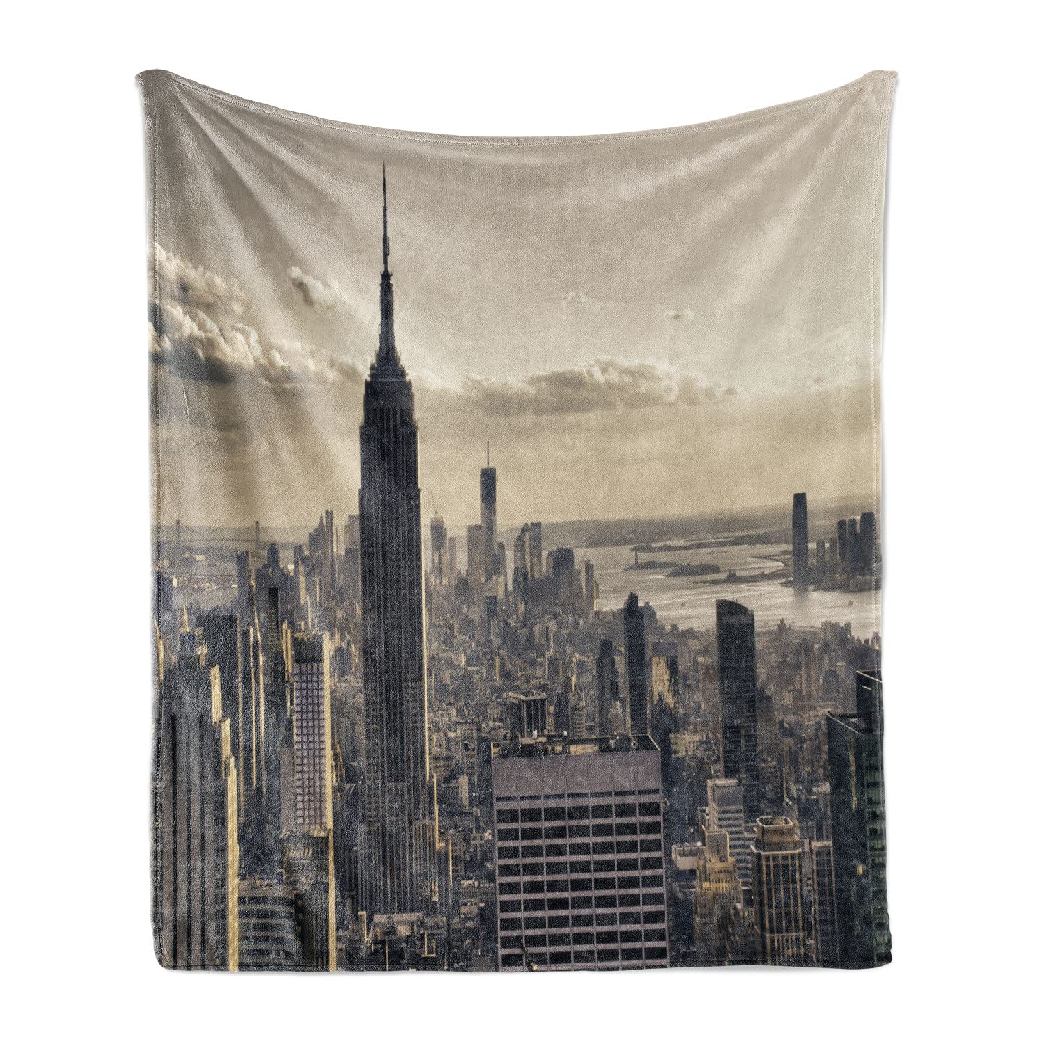 Ambesonne New York Throw Blanket, Aerial View of
