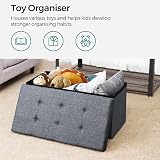 Dripex Folding Linen Storage Ottoman 80L Dark Gray 76x38x38 cm view 7