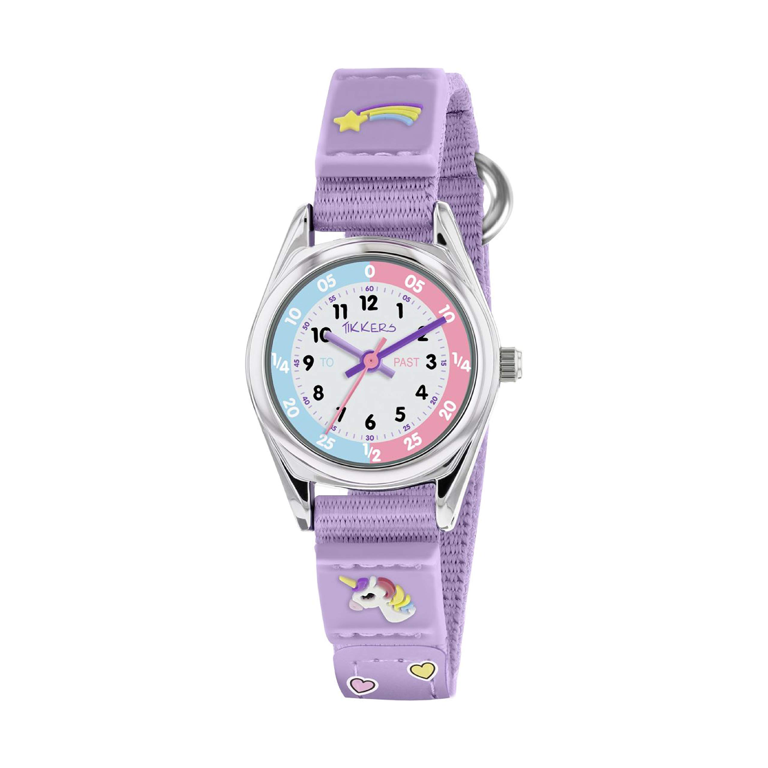 Tikkers Girls Quartz Watch, Analogue Classic Display and Textile Strap TK0148