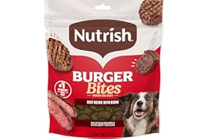 Nutrish Burger Bites Dog Treats, Beef Recipe with Bison, Dog Stocking Stuffer, 12 oz. Pouch (Rachael Ray)