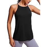 CRZ YOGA Halter High Neck Workout Tops for Women Flowy Cami Sleeveless Tank Athletic Yoga Shirts