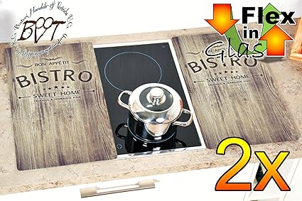 Premium Hob Covers Set Of 2 Rustic Brown Wood Effect Bistro Set