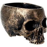 SUMMIT COLLECTION Bronze Resin Halloween Skull Candy Bowl Planter Dish Statue Sculpture Skeleton