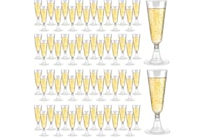 Alaeseje Disposable Plastic Champagne Flutes,60 Pack Clear Mimosa Champagne Glasses,5.5 Oz Wine Glasses Cups for Wedding Celebration New Year Christmas Birthday Graduation Party Supplies