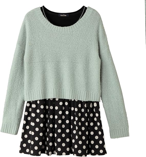 Amazon イーストボーイ Eastboy ニット ドット柄ワンピースセット ペパーミント ブラック 11号 ワンピース チュニック 通販