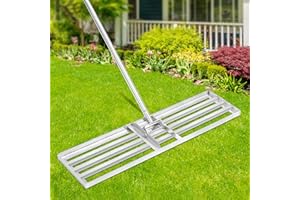 ANSGERY Lawn Leveling Rake,48"x10" Levelawn Tool,Heavy Duty Effort Saving Lawn Level Tool,Thicker Stainless Steel Handle Lawn Leveler,Suit for Garden Backyard,Golf Lawn,Farm and Pasture(76" L,48"×10")