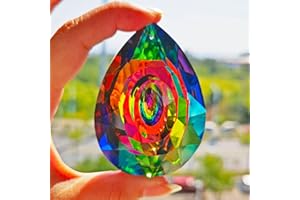 HDCRYSTALGIFTS Hanging 76MM Crystal Chandelier Crystal Suncatcher Prisms Colorful Crystals Longan Prisms Rainbow Window Ornament Crafts