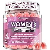 Womens Multivitamin Gummy, Methylated Multivitamin for Women, Biotin, Methylfolate, Iron, Collagen, Vitamins A C D, B Complex, Antioxidants for Women's Daily Support, Beauty, Immune, No Sugar, 60 Cts