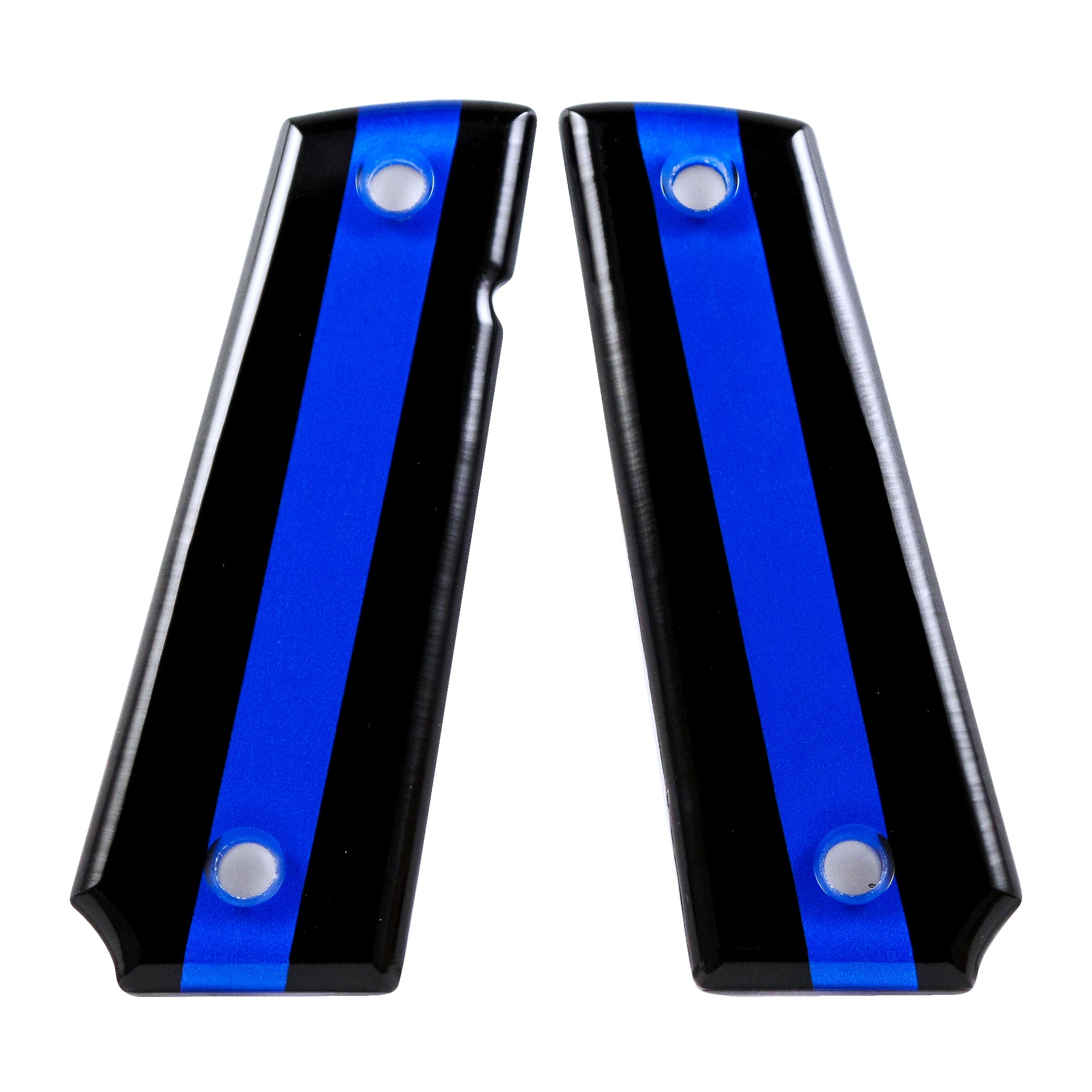 Custom 1911 A1 Full Size Blue Line SPD Acrylic Grips - Ambidextrous For Kimber, Colt, Taurus
