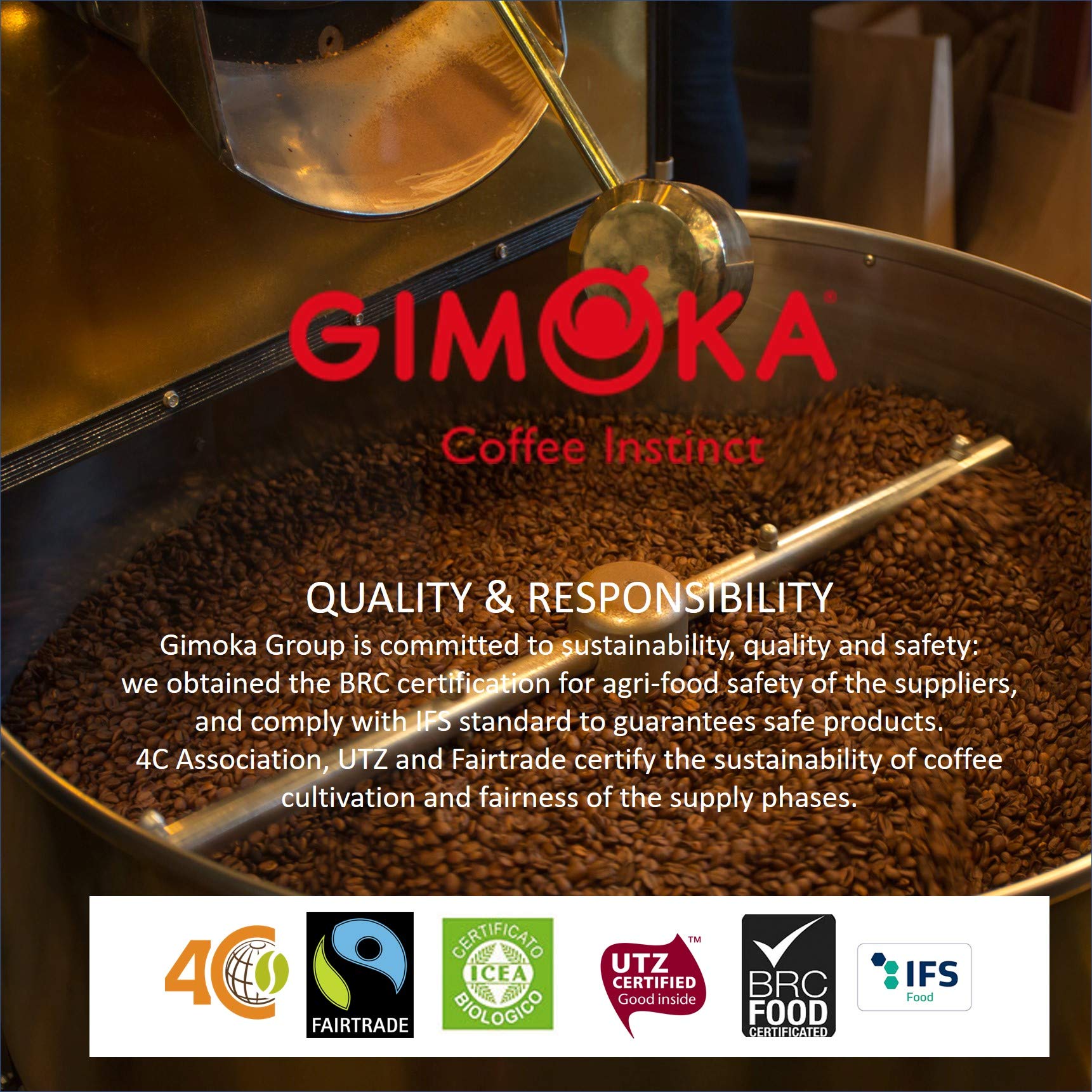 Gimoka – Kaffeebohnen – 1 kg – Gran Bar Mischung – Intensität 12 – hergestellt in Italien – 1kg Packung 6