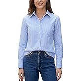 Beninos Striped Button Down Shirts for Women Dress Shirts Long Sleeve Casual Collared Office Work Shirt with Pocket