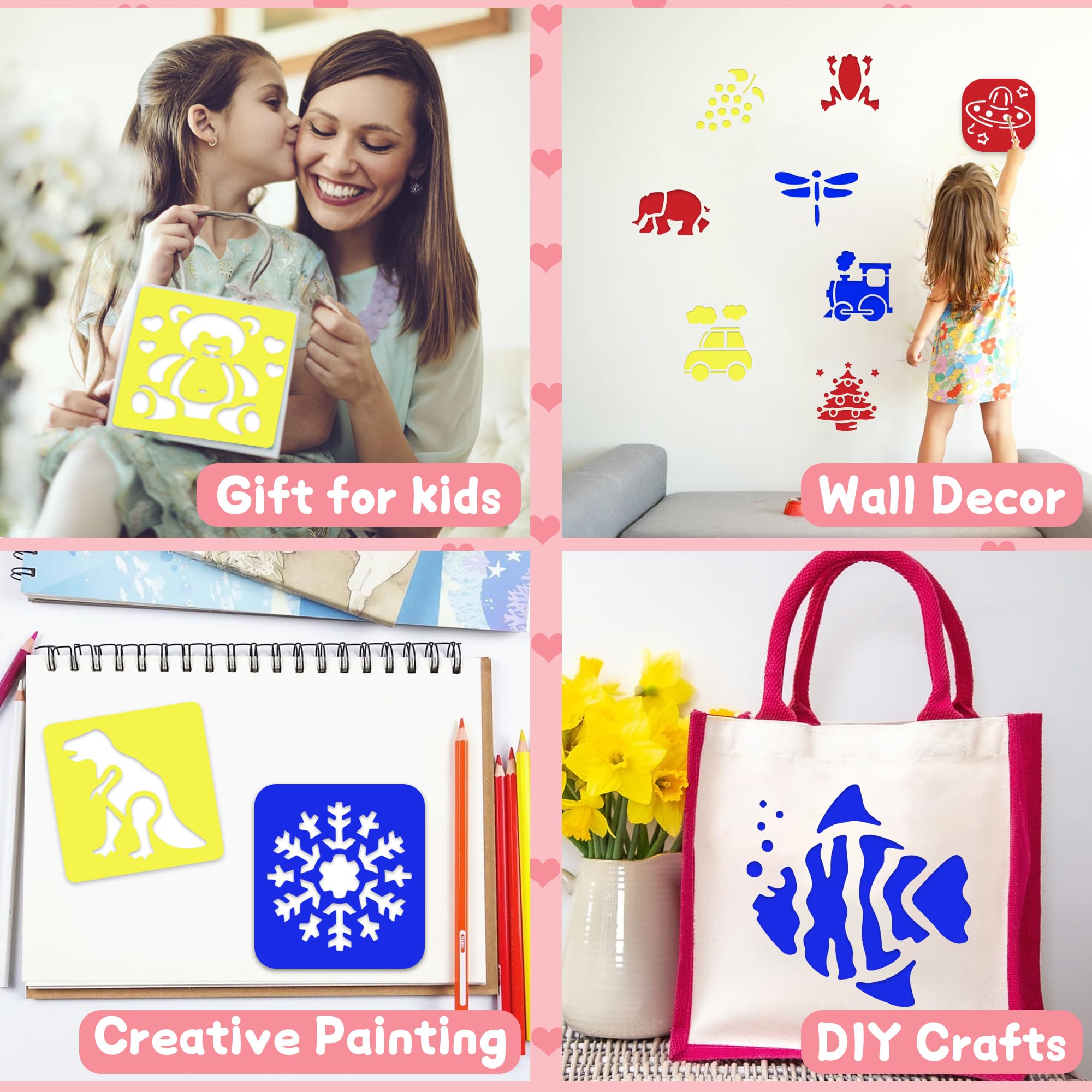 LanMa Drawing Stencils for Kids, 48 Pieces Plastic Drawing Painting Stencil Templates for Kids Crafts School Art Projects