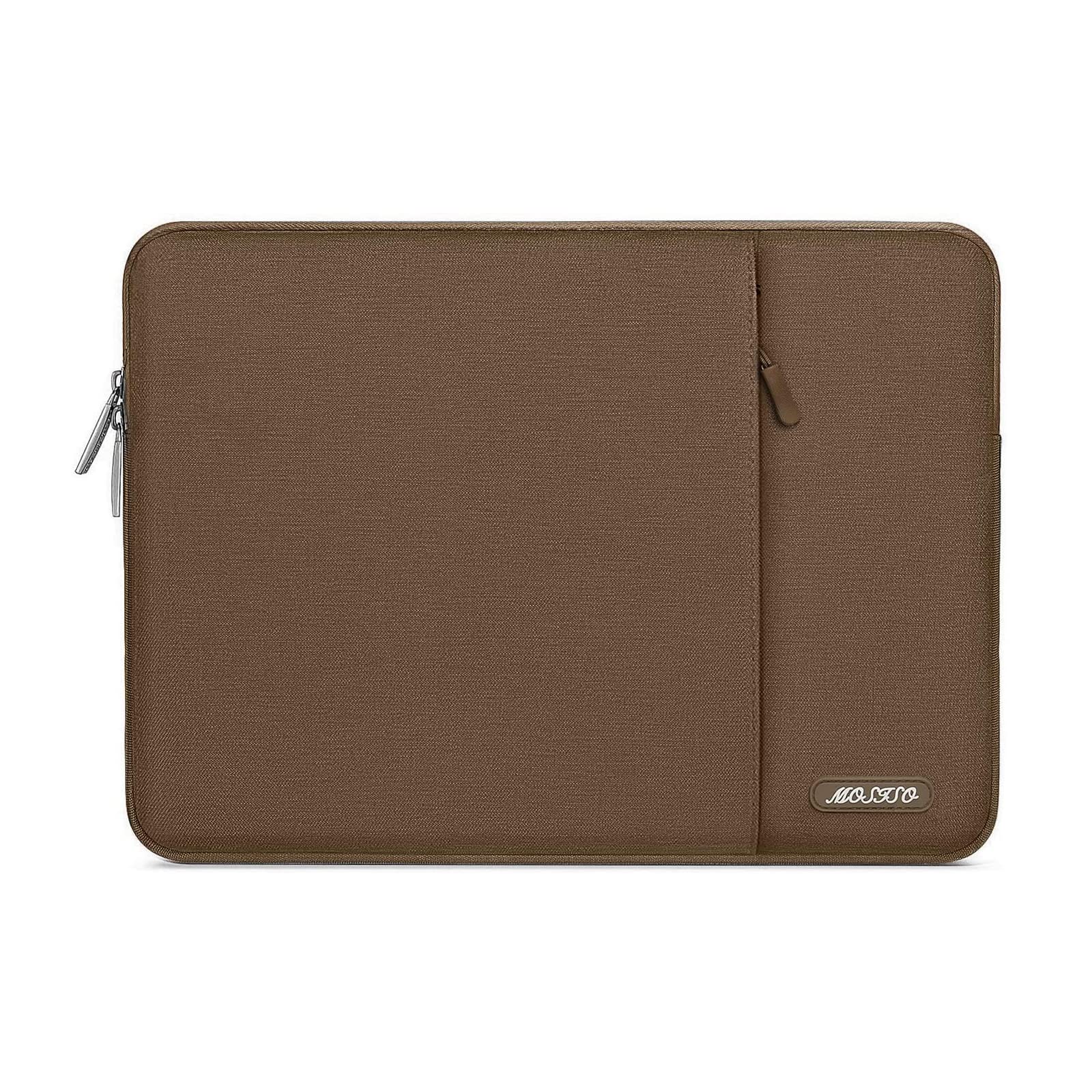 MOSISO Laptop Case 13.3 inch, 13-13.3 inch Laptop Sleeve Compatible with MacBook Air/Pro 13/Pro 14 M5 M4 M3 M2 M1, HP Dell ASUS Lenovo,Polyester Vertical Computer Sleeve Bag with Pocket, Light Brown