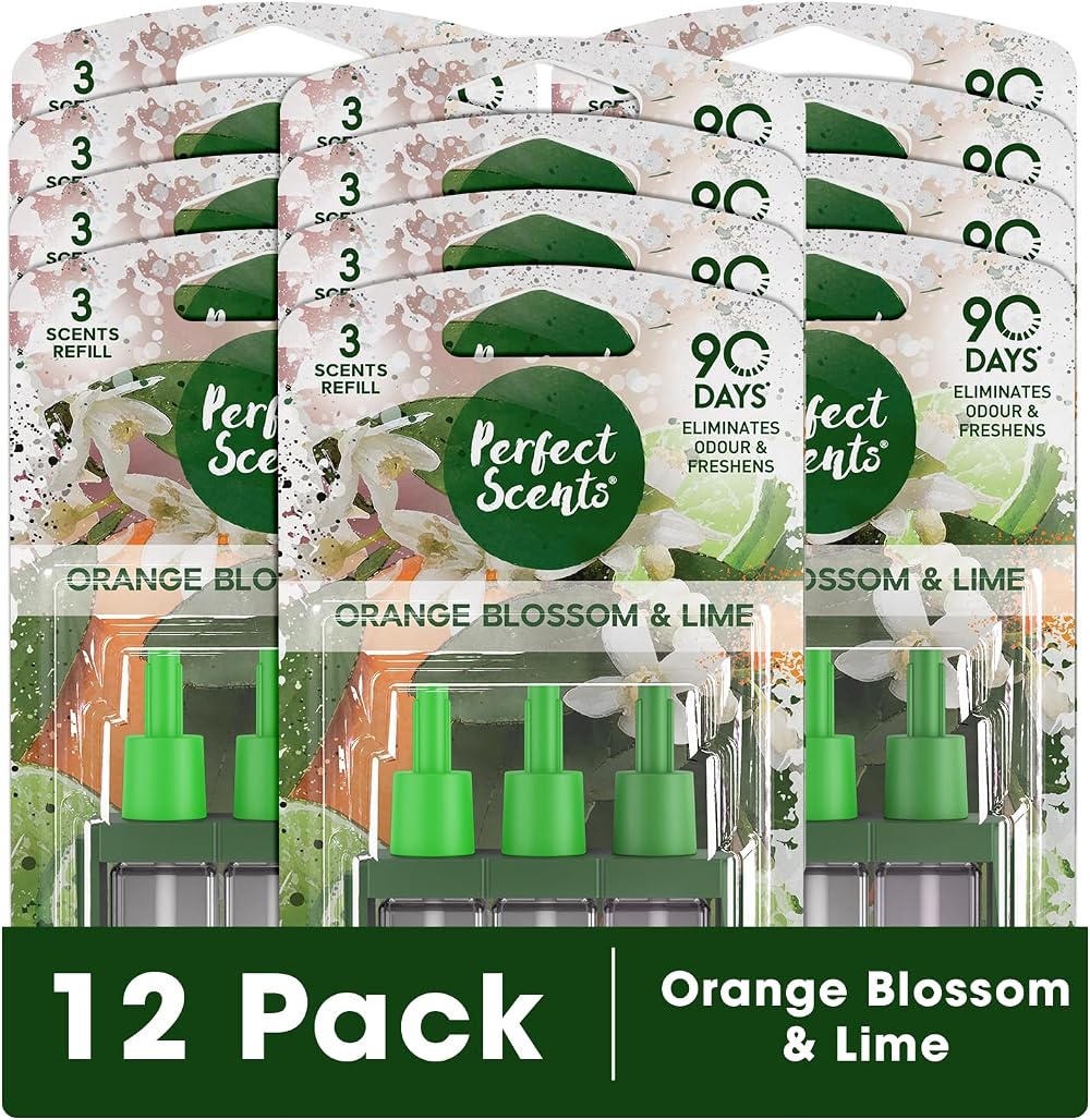 Perfect Scents 3 Scents Air Freshener Refill 12 Pack Orange Blossom & Lime 20ml