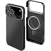 ExtenPole for iPhone 17 Pro Carbon Fiber Case, Slim Grip Comfortable, for iPhone 17 Pro Minimalist case Compatible with Mag Safe, Metal Camera Protective Frame,600D Aramid Thin Black