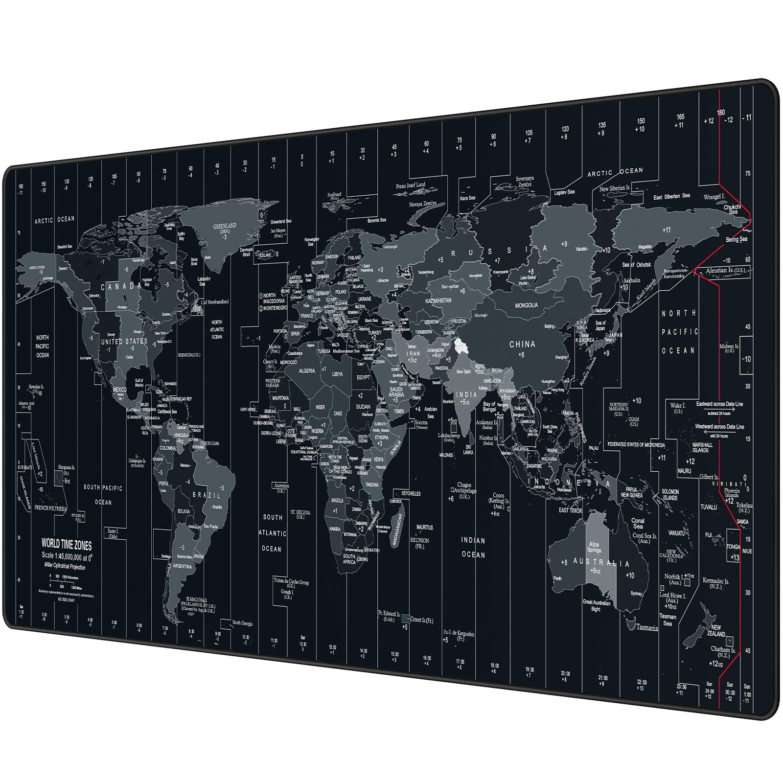 Anpollo Gaming Mouse Pad (900x400x3mm) Extended Mouse Mat Large Non-Slip Desk Pad with Precision Locked Edges Comfortable Keyboard Mat Suitable for Office Gamer Home - Black World Map