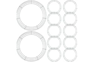 Aodaer 12 Pack 14 Inch Wire Wreath Frame Christmas Dark Green Wire Wreath Ring Round Metal DIY Floral Crafts Wreaths for Halloween New Year Holiday Valentines Day Decorations