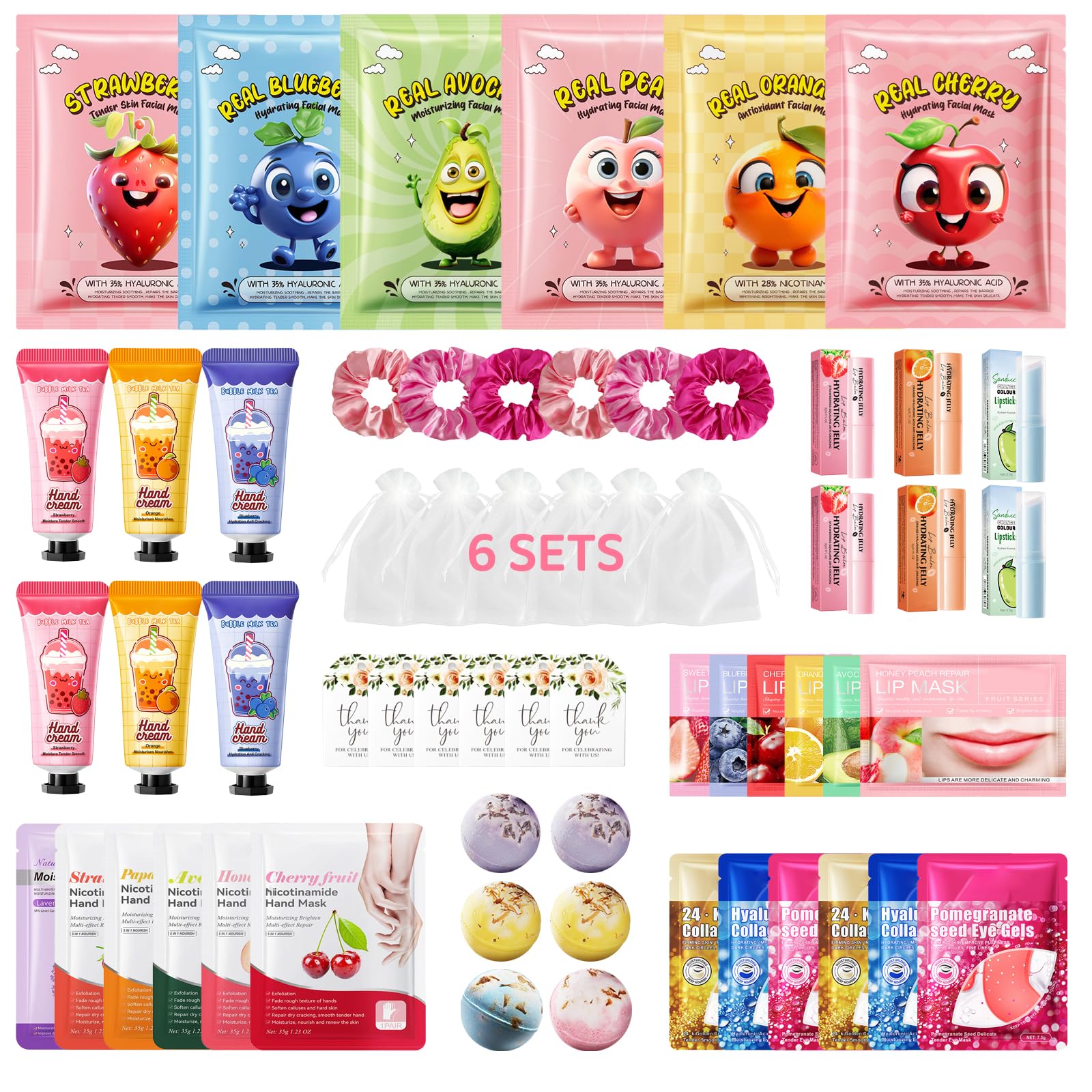 Photo 1 of 60PCS Spa Party Favors Kit Include Face Masks Skincare,Hand Masks,Lip Mask,Under Eye Patches,Lip Balm,Foot Bath Bombs,Hand Cream,Spa Sleepover Party Supplies for Christmas