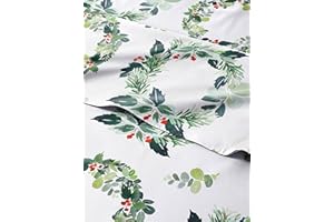 CGK UNLIMITED King Christmas Holiday Wreath Sheet Set - Holiday Xmas Pattern Linen Set - Deep Pockets - Snug Fit - 4 Piece Christmas Sheets - Wrinkle Free - Comfy & Cooling Winter Bedding - Easy Care - Kid Friendly