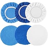 Oruola 6pcs Buffer Pads,6 Inch Buffing Pads,Microfiber Polish Pad 3 Colors White, Sky Blue, Royal Blue, for Car Waxing, Polishing, Cleaning and Cars Beauty