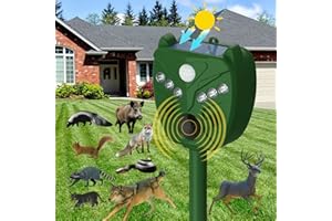 Solar Ultrasonic Animal Repellent Outdoor - NAVISOVL - Cat, Squirrel, Deer Repeller, Motion Sensor&Flashing Light, Repel Dogs,Boar,Deer,Fox,Raccoon,Skunk,Rabbit,Bird Deterrent for Yard&Farmland