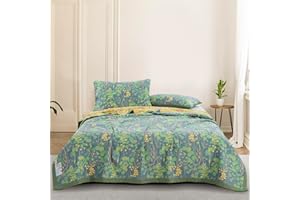Purefair 100% Cotton Muslin Botanical Blanket Jacquard Floral Plants Pattern Quilt, Soft Bed Cover Lightweight Breathable Gauzy Reversible Bedspread Coverlet Bedding Twin(59"x94"), No Pillow Sham
