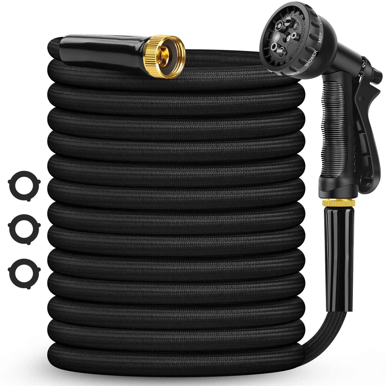 Photo 1 of CXEZSIK Garden Hose Non-Expanding 100ft, Flexible Garden Hose with 10 Function Hose Nozzle, Lightweight, Kink Free and Water Hose for Outdoor,Yard, Lawn, Car Wash, Marine,and Camper Use