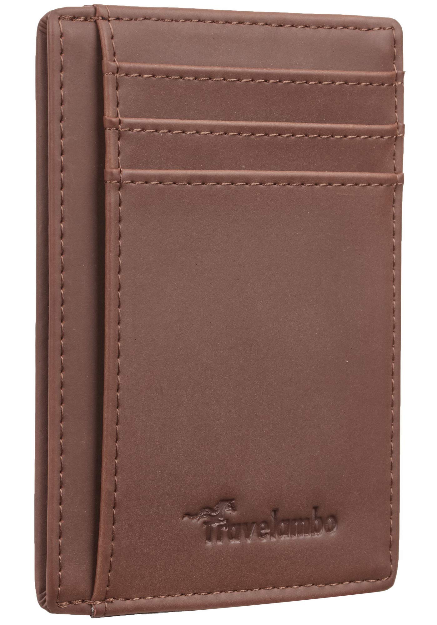 Photo 1 of Travelambo Slim Wallet Front Pocket Minimalist Leather RFID Blocking Medium Size
