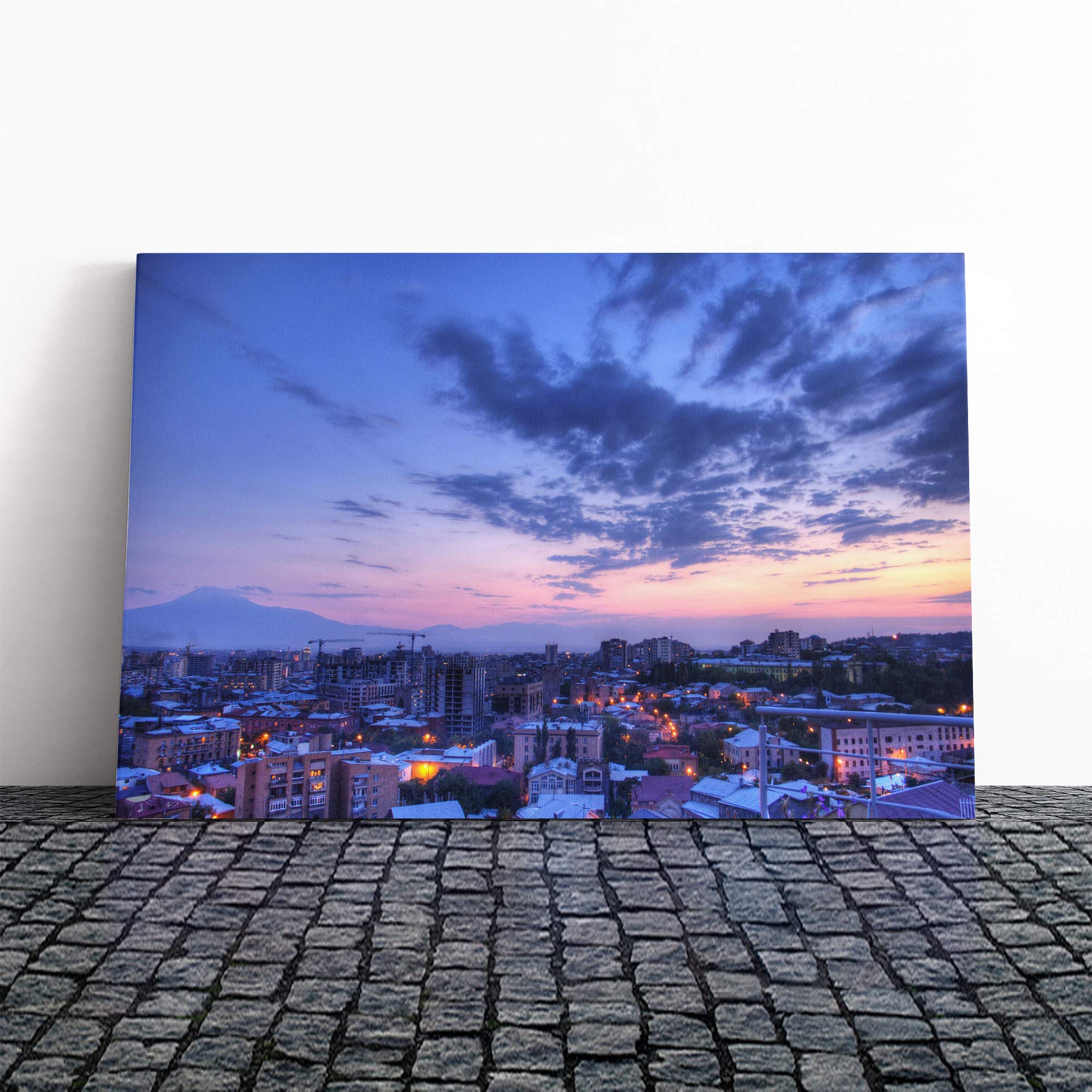 Yerevan Armenia Skyline Canvas Print | Gallery Wrapped 30mm Frame Wall Art | 20x14 inches | Ready to Hang | Modern Cityscape Picture | Living Room Bedroom Lounge Office