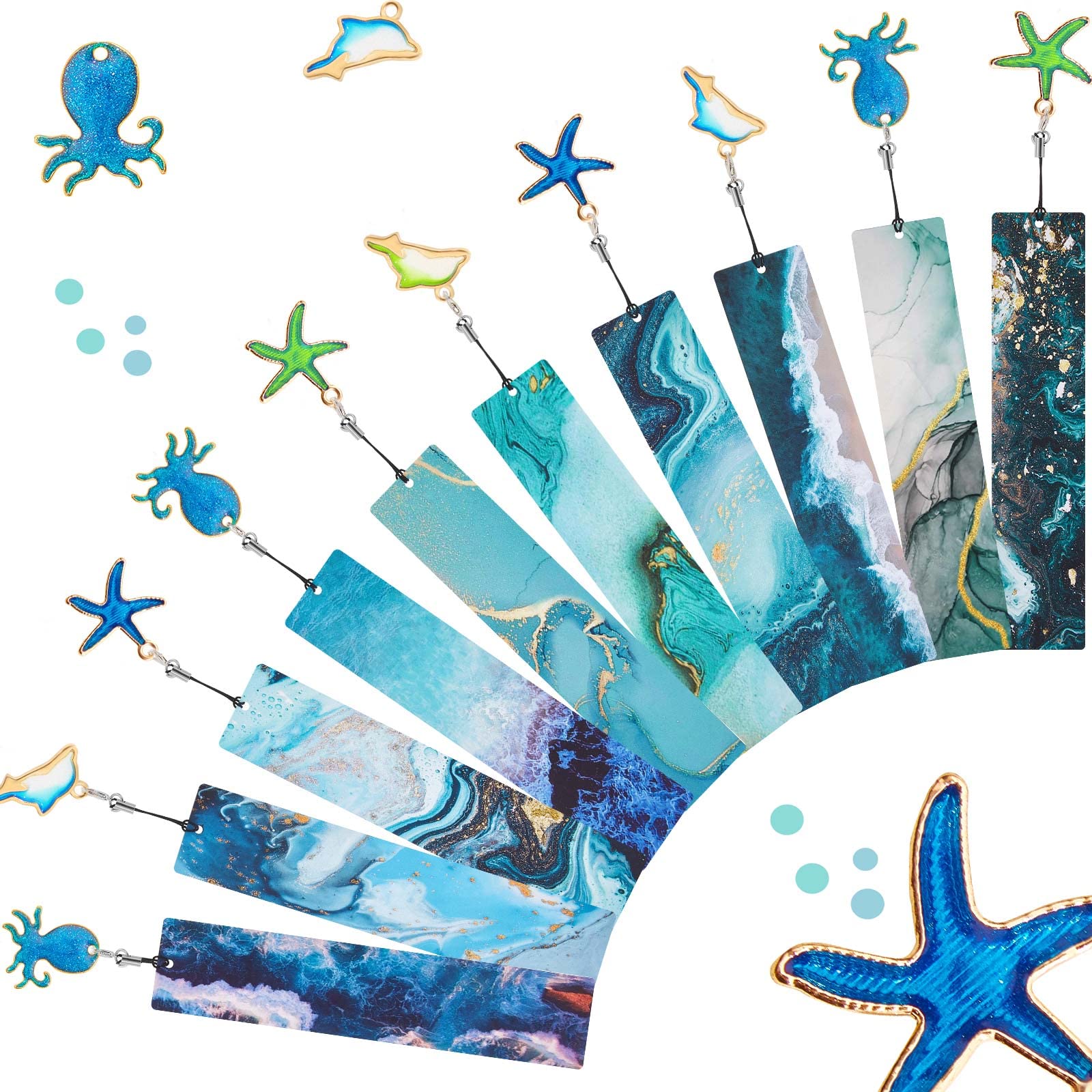 Photo 1 of Nezyo 10 Pieces Ocean Bookmarks Page Markers with 10 Multi Ocean Marine Animal Pendants for Students Teachers School Classroom Reading Favor