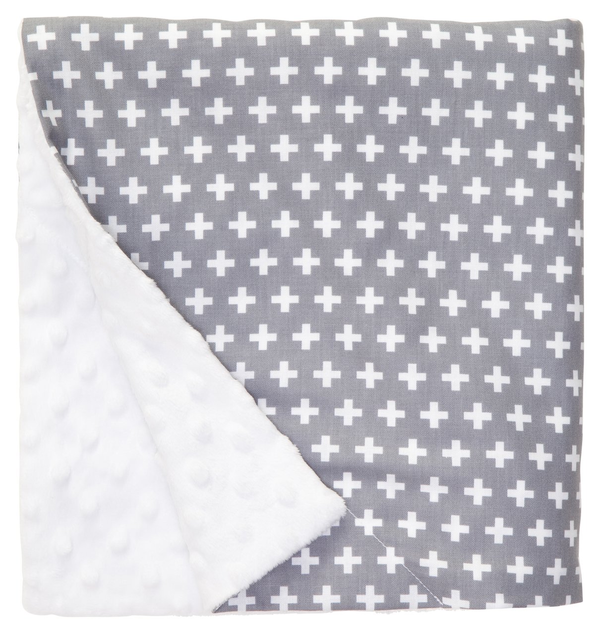 Baby Elephant Ears Large Pram/Crib Blanket Wrap - Grey Stars/Cross Design