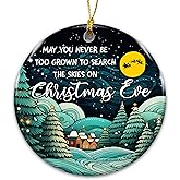 Christmas Eve Night Scene Ornament, Gift Ornament 2025, Sentimental Gift for Family, Kids, Friends, or Teachers, Christmas Eve Quote, Santa Sleigh Night Scene, Winter Village Holiday Decor