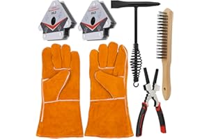 VASTOOLS Welding Accessories,6pc,Chipping Hammer 10.5",Leather Welding Gloves 13.5",6-in-1 Welpers Pliers 8",Wire Brush 11",Welding Magnet 50LB