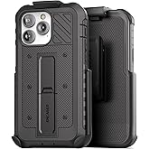 Encased iPhone 14 PRO Phone Case with Belt Clip Holster - Full Body Protective Cover with Stand and Built in Screen Protector (Black)