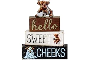 LOMOHOO 4Pcs Highland Cow Bathroom Decor Farmhouse Highland Cow Table Centerpiece Western Hello Sweet Cheeks Bathroom Decorat