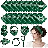 PLULON 30 Pack Bandanas for Men Women, Polyester Novelty Paisley Pattern Bandana Headbands Wristband Neckerchief Cowboy