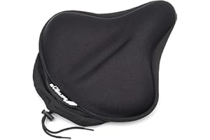BOBILIFE Thick & Wide Gel Bike Seat Cushion Cover Pad with Rainproof Cover - Comfortable Silicone Gel Memory Foam Bicycle Saddle Seat Cushion Cover Pad with UV Protection Waterproof Cover