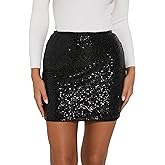GUANYY Women's Sequin Skirt High Waisted Stretchy Bodycon Pencil Mini Sparkly Skirts Night Out Party
